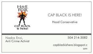 a cap black biz card